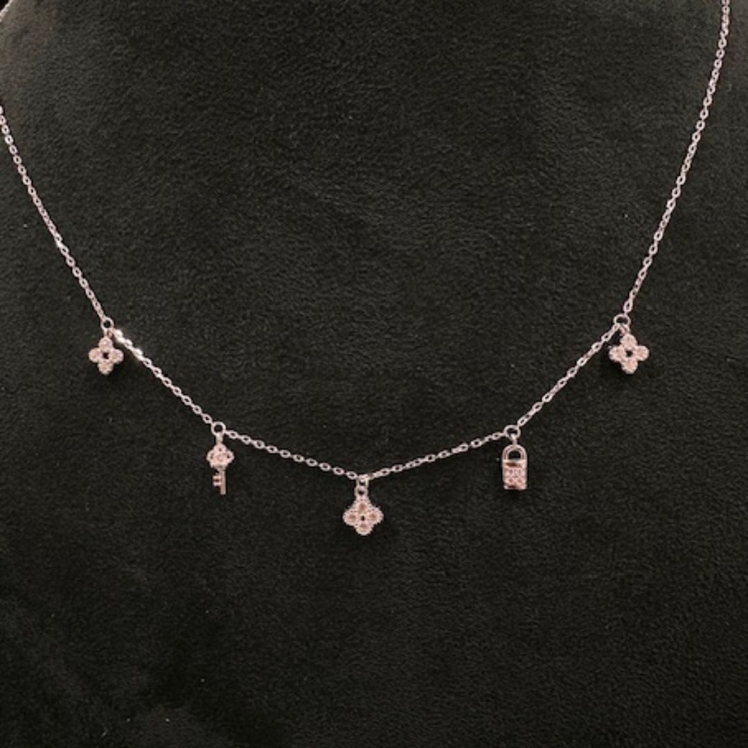 925 Sterling Silver Charm Key & Lock Chain