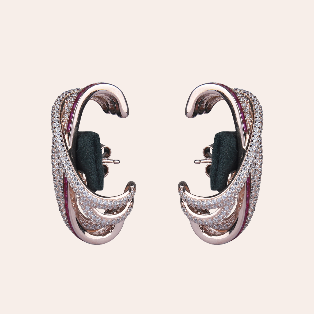 925 Sterling Silver Radiant Wave Hoop