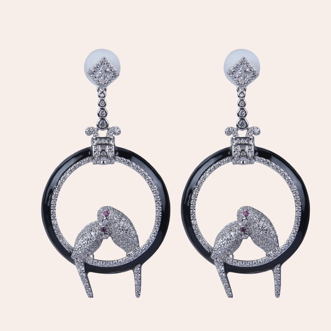 925 Sterling Silver Eternal Love Birds Earrings