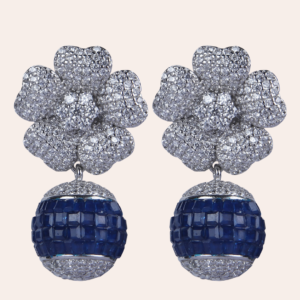 925 Sterling Silver Sapphire Bloom Drop Earrings