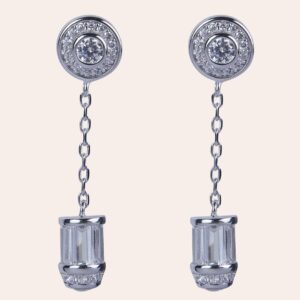 925 Sterling Silver Crystal Chain Drop Earrings