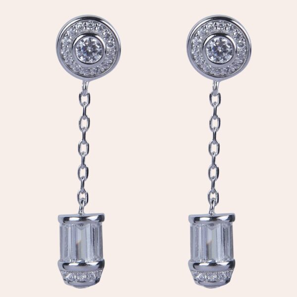 925 Sterling Silver Crystal Chain Drop Earrings
