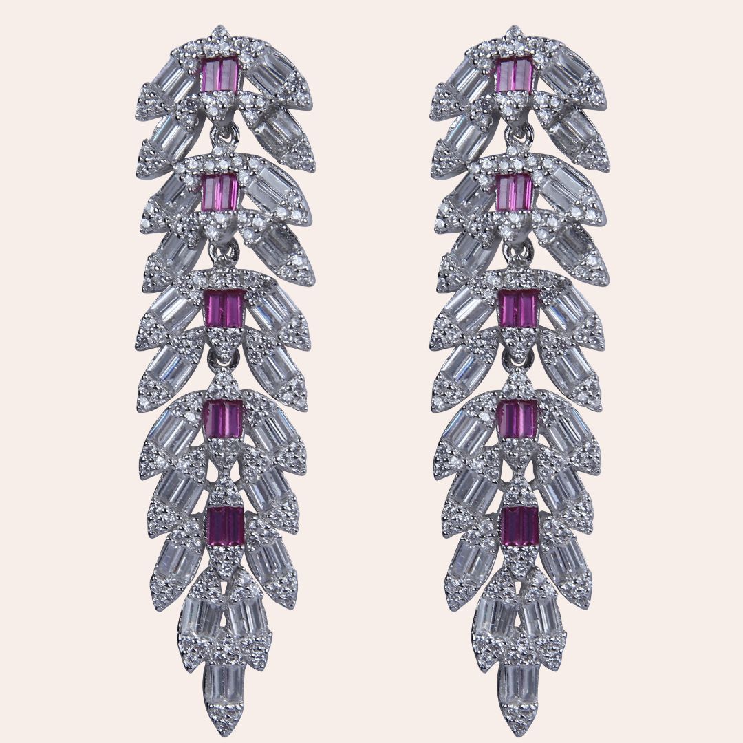 925 Sterling Silver Crimson Cascade Earrings