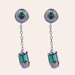 925 Sterling Silver Emerald Elegance Drop Earring