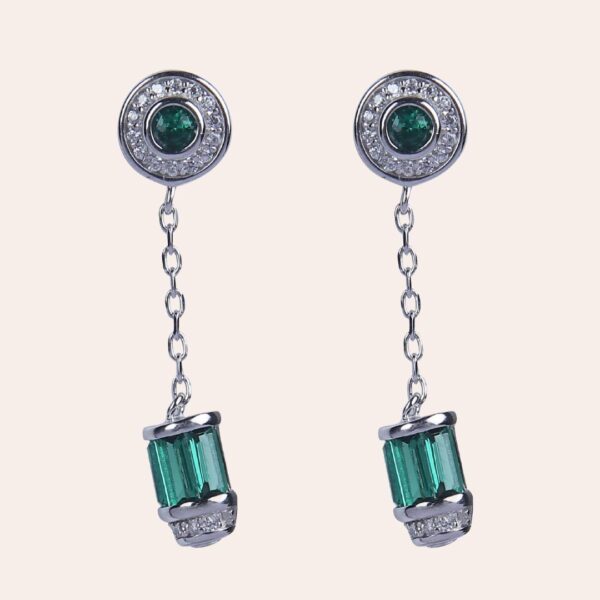 925 Sterling Silver Emerald Elegance Drop Earring