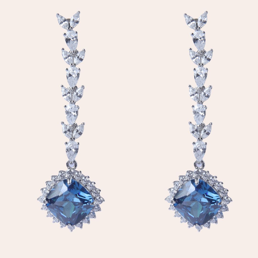 925 Sterling Silver Sapphire Radiance Drop Earring