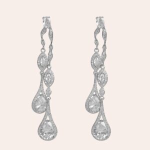 925 Sterling Silver Diamond Cascade Drop Earrings