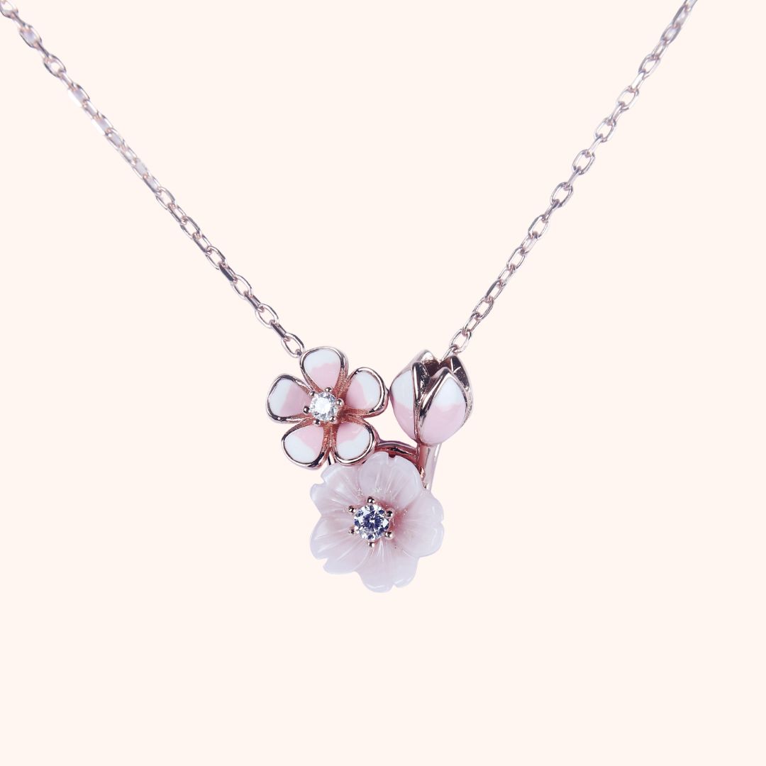 925 Sterling Silver Cherry Blossom Charm Pendant