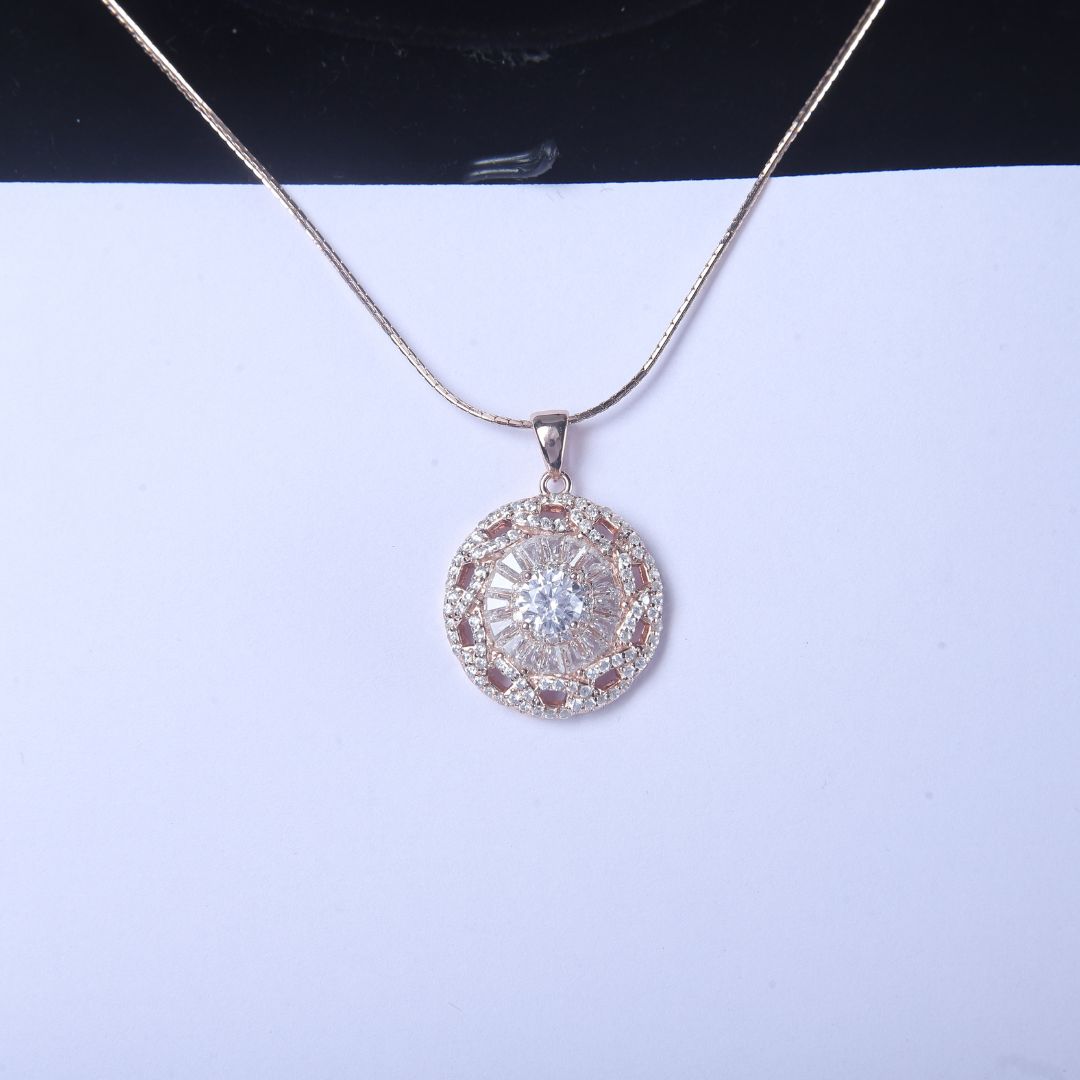 925 Sterling Silver Radiant Halo Pendant Set