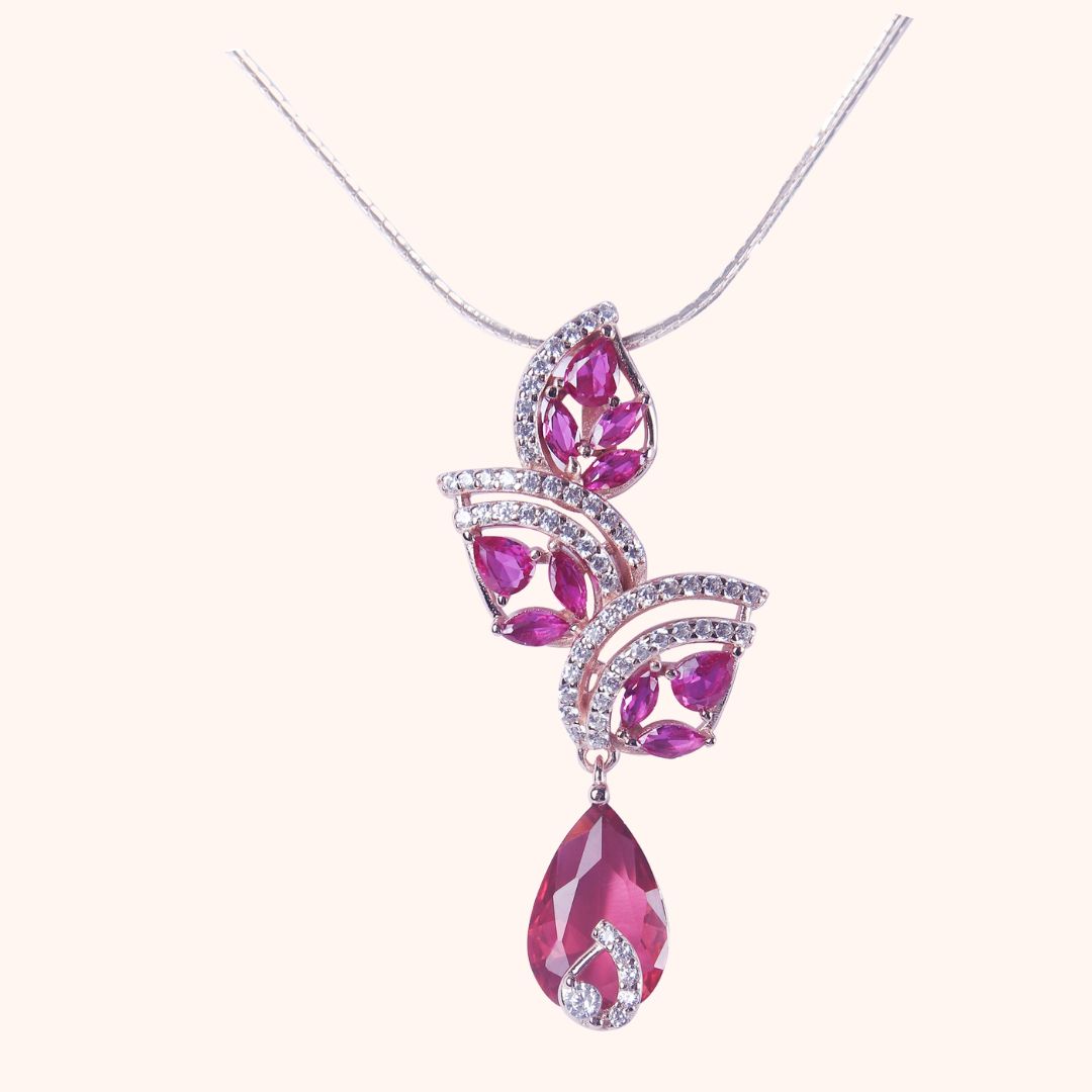 925 Sterling Silver The Ruby Petal Pendant