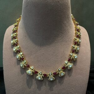 925 Sterling Silver Polki Ruby Set