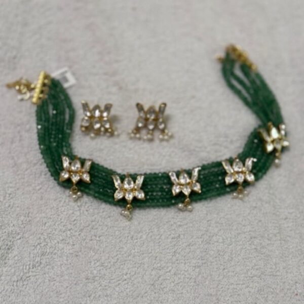 925 Sterling Silver Kundan Lotus Choker - Image 2