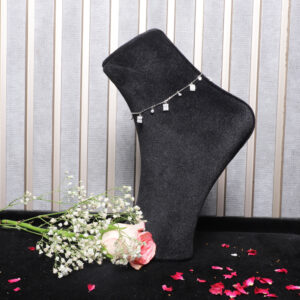 925 Sterling Silver Radiant Baguette Droplet Anklet