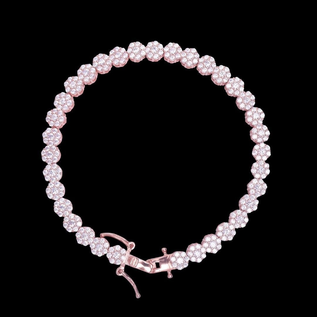 925 Sterling Silver Floral Cluster Bracelets