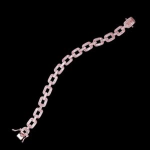925 Sterling Silver Baguette Diamond Link Bracelets
