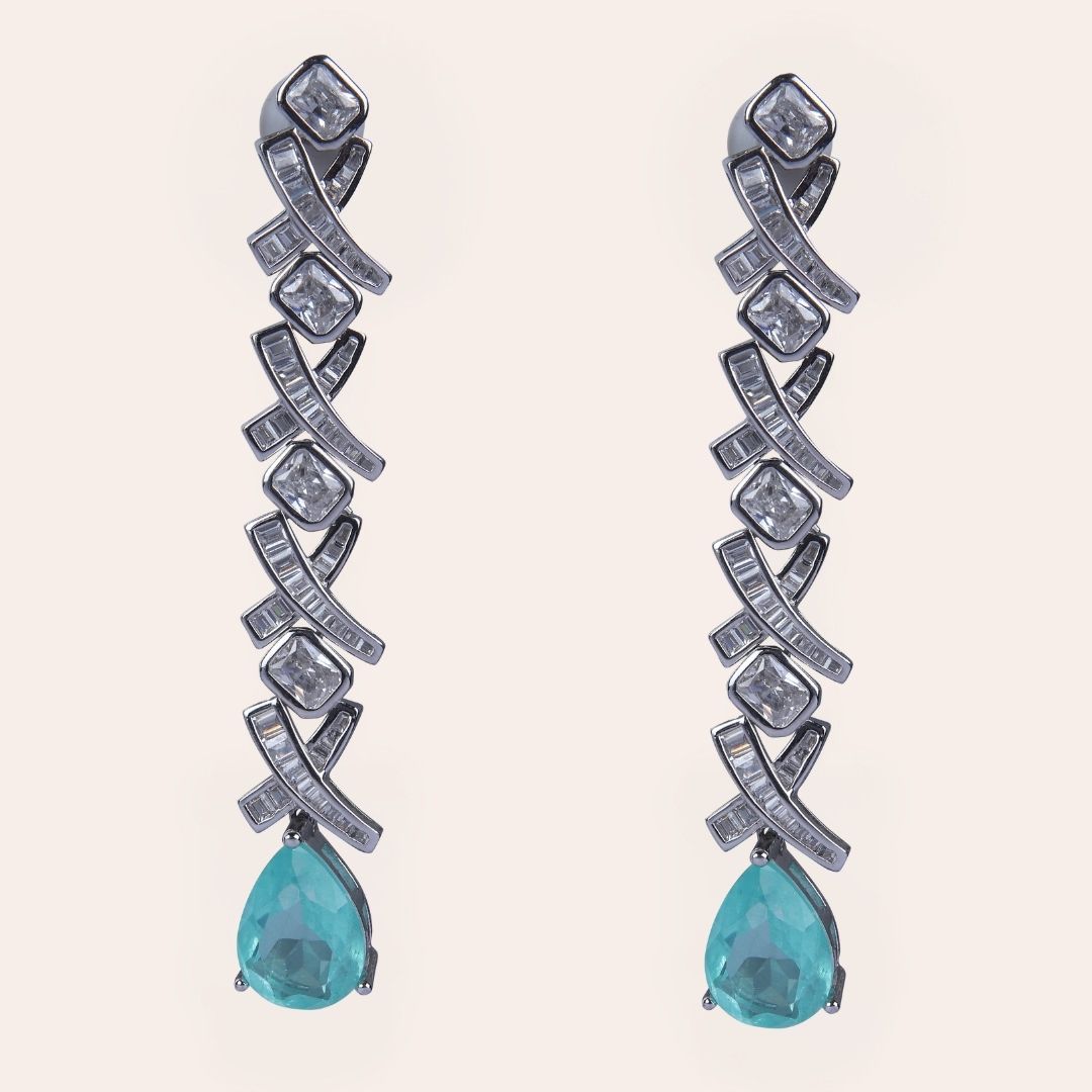 925 Sterling Silver Teal Pear Drop Earrings