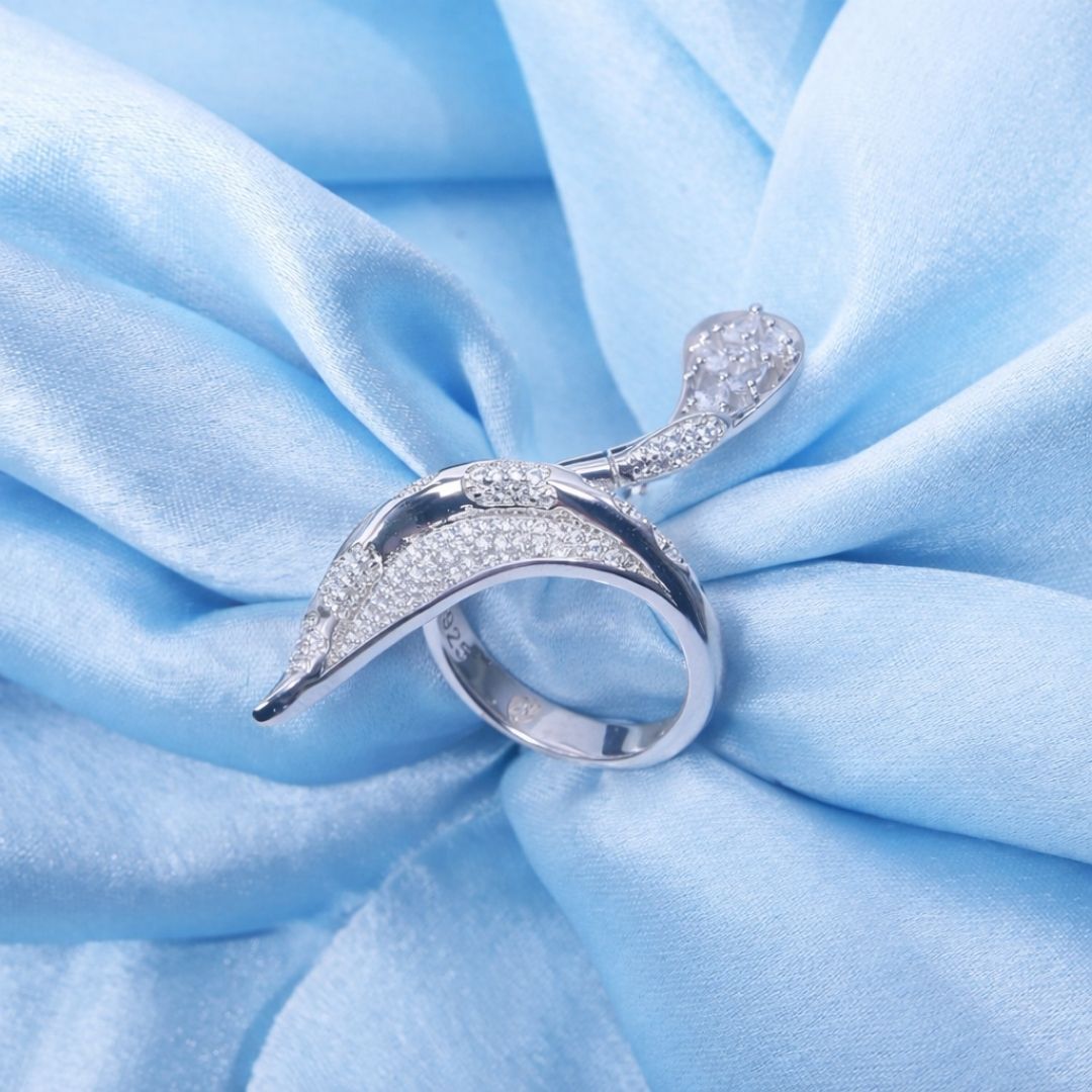 925 Sterling Silver Sparkling Serpent Wrap Ring