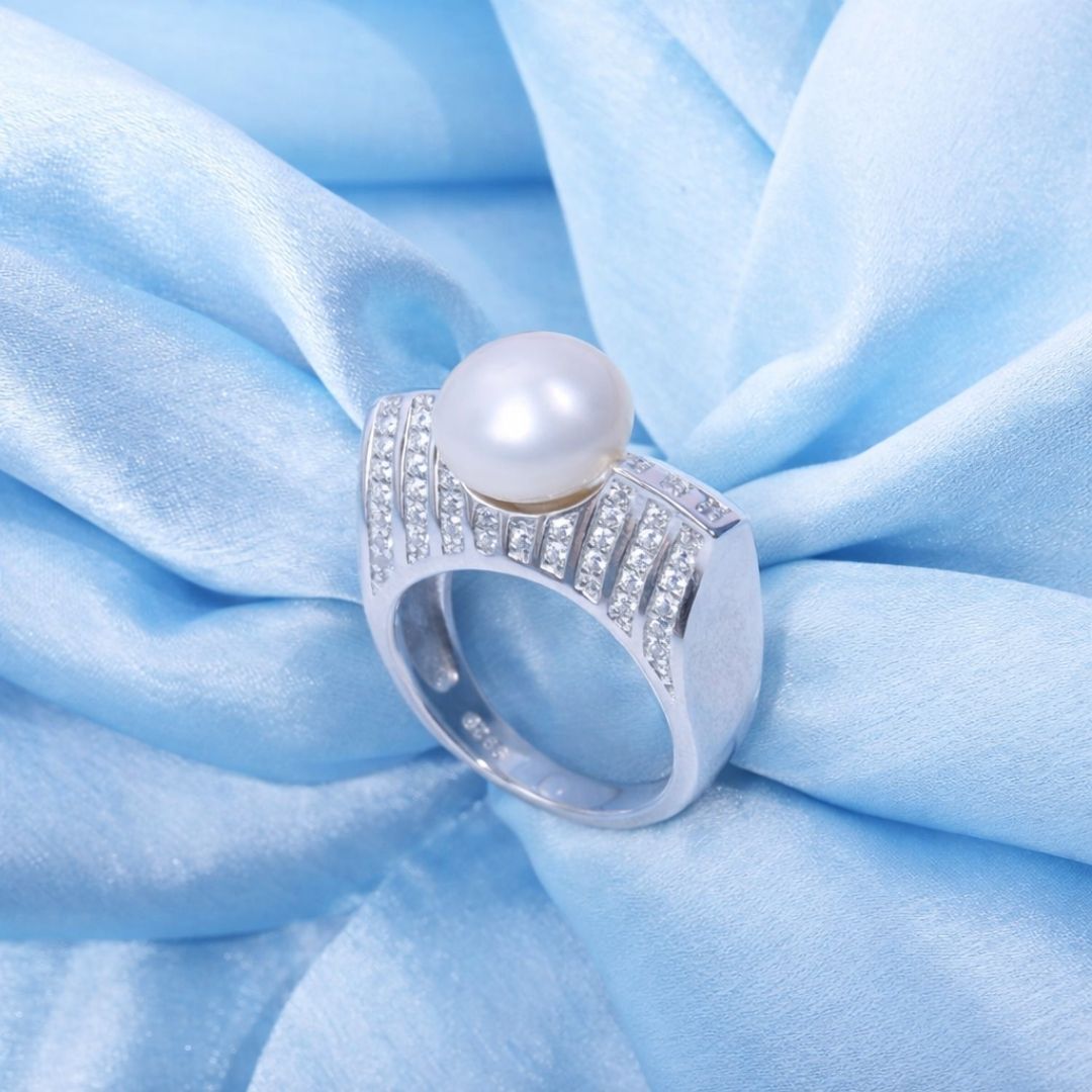 925 Sterling Silver Oceanic Pearl Arch Ring