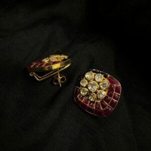 92.5 Sterling Silver Rajwadi Polki Studs