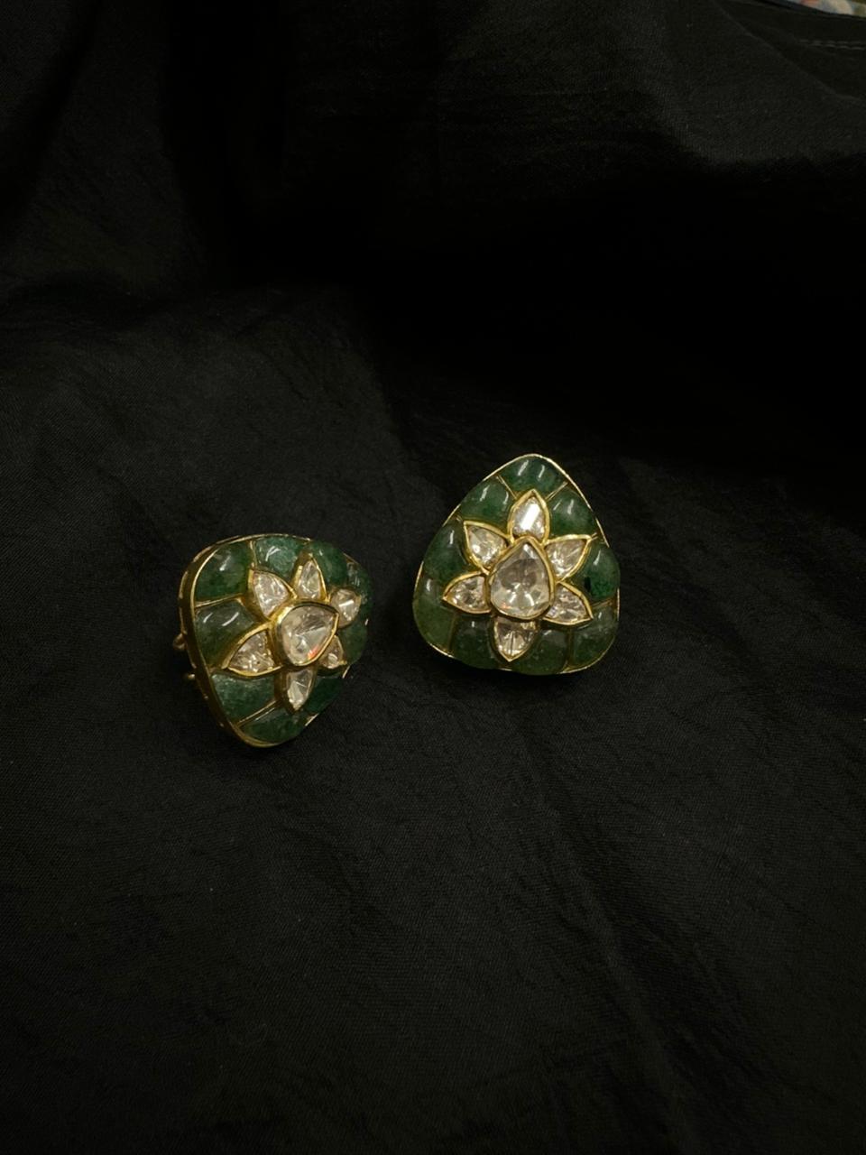 92.5 Sterling Silver Vasundhra Polki Studs