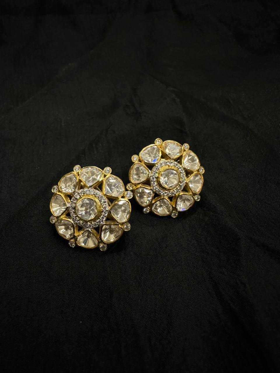 92.5 Sterling Silver Maharani Polki Studs
