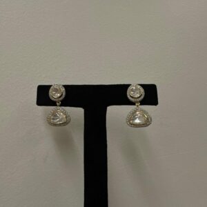 92.5 Sterling Silver Halo Polki Drop Earrings