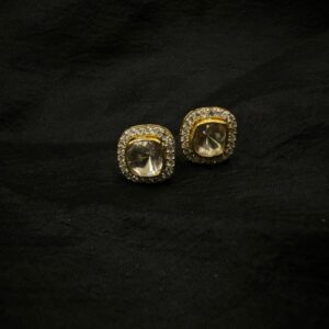 92.5 Sterling Silver Kundan Polki Studs Earring