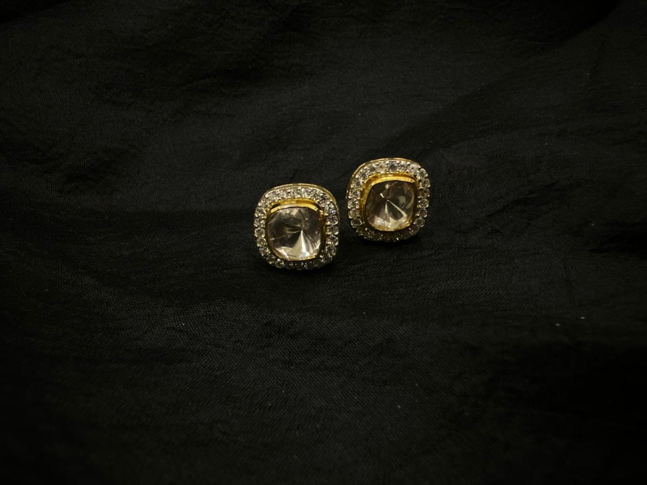 92.5 Sterling Silver Kundan Polki Studs Earring