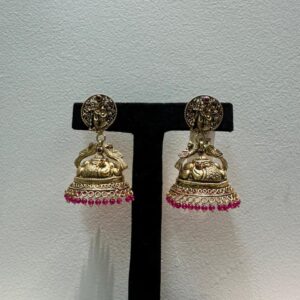 92.5 Sterling Silver Peacock Design Oxidized Gold jhumkas