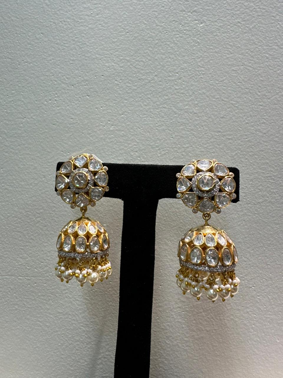 92.5 Sterling Silver Traditional Indian jhumka Style Earrings