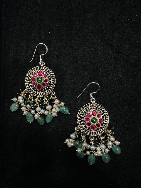 92.5 Sterling Silver Traditional Chandbali inspired dangling Style