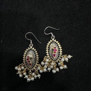 92.5 Sterling Silver Royal Paisley Pearl Drop Earrings