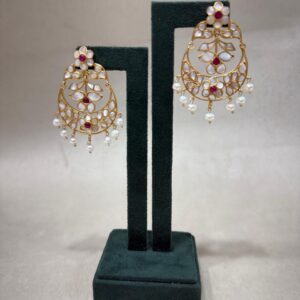 92.5 Sterling SilverRuby Bloom Pearl chandbali