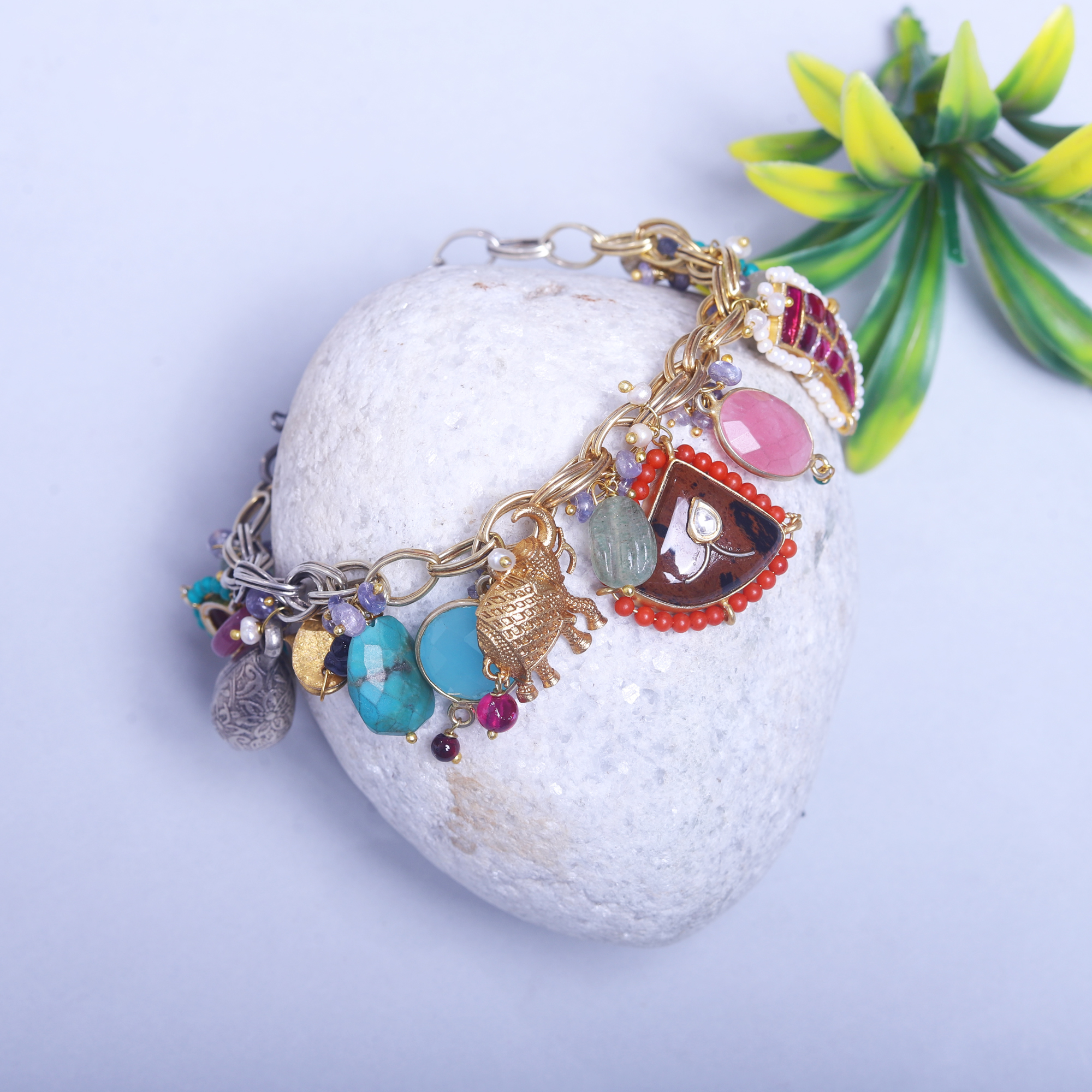 92.5 Sterling Silver Heritage Charm Bracelet