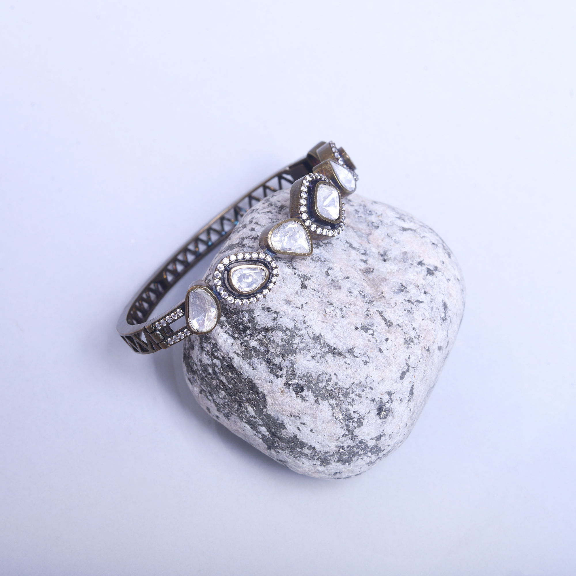 92.5 Sterling Silver Jharokha Kundan Bracelet
