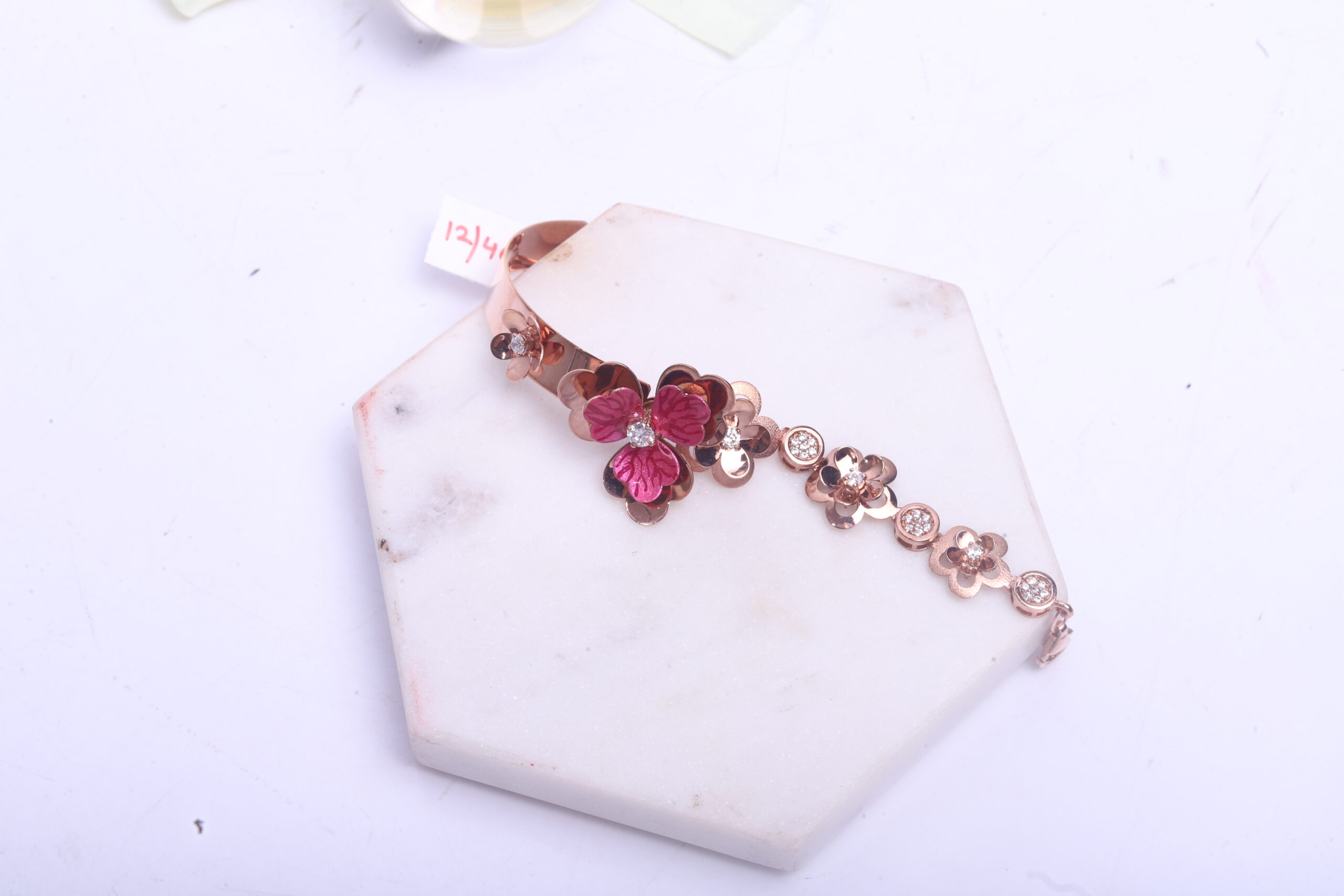 92.5 Sterling Silver Ruby Petals Bracelet