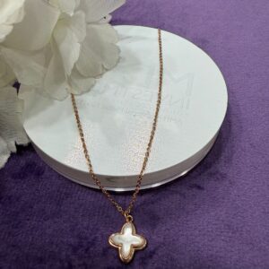 92.5 Sterling Silver Rose Gold Clover Charm Pendant