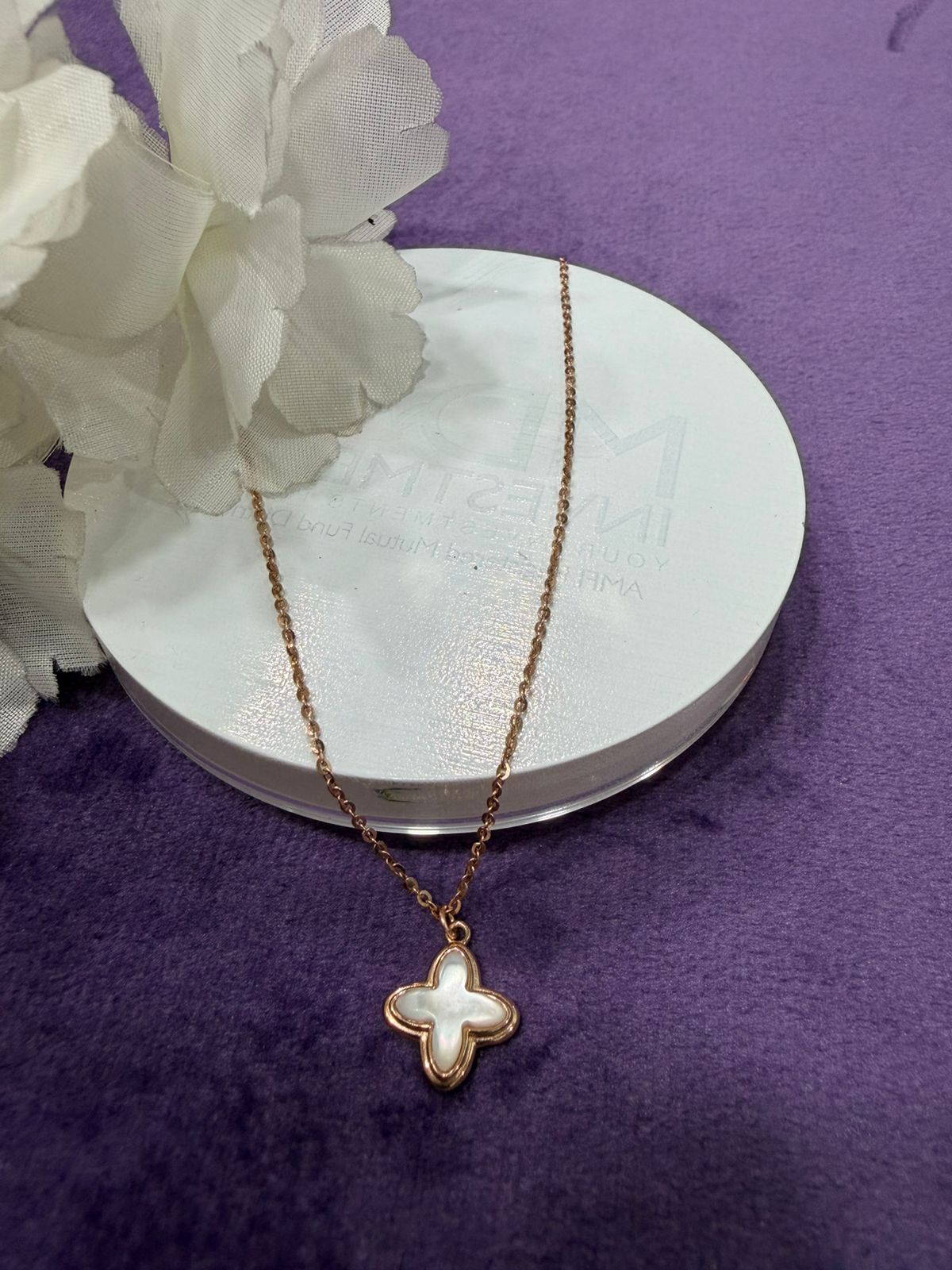 92.5 Sterling Silver Rose Gold Clover Charm Pendant