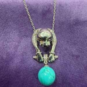 92.5 Sterling Silver Turquoise Panther Pendant 🐆💎