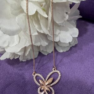 92.5 Sterling Silver Rose Gold Wings Pendant