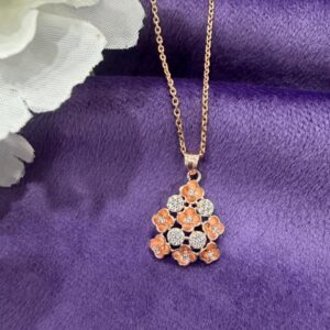 92.5 Sterling Silver Floral Sparkle Rose Gold Pendant