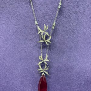 92.5 Sterling Silver Ruby petal drop pendant