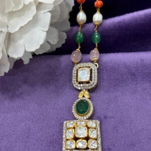 92.5 Sterling Silver  Emerald Royale Kundan Pendant 💚✨