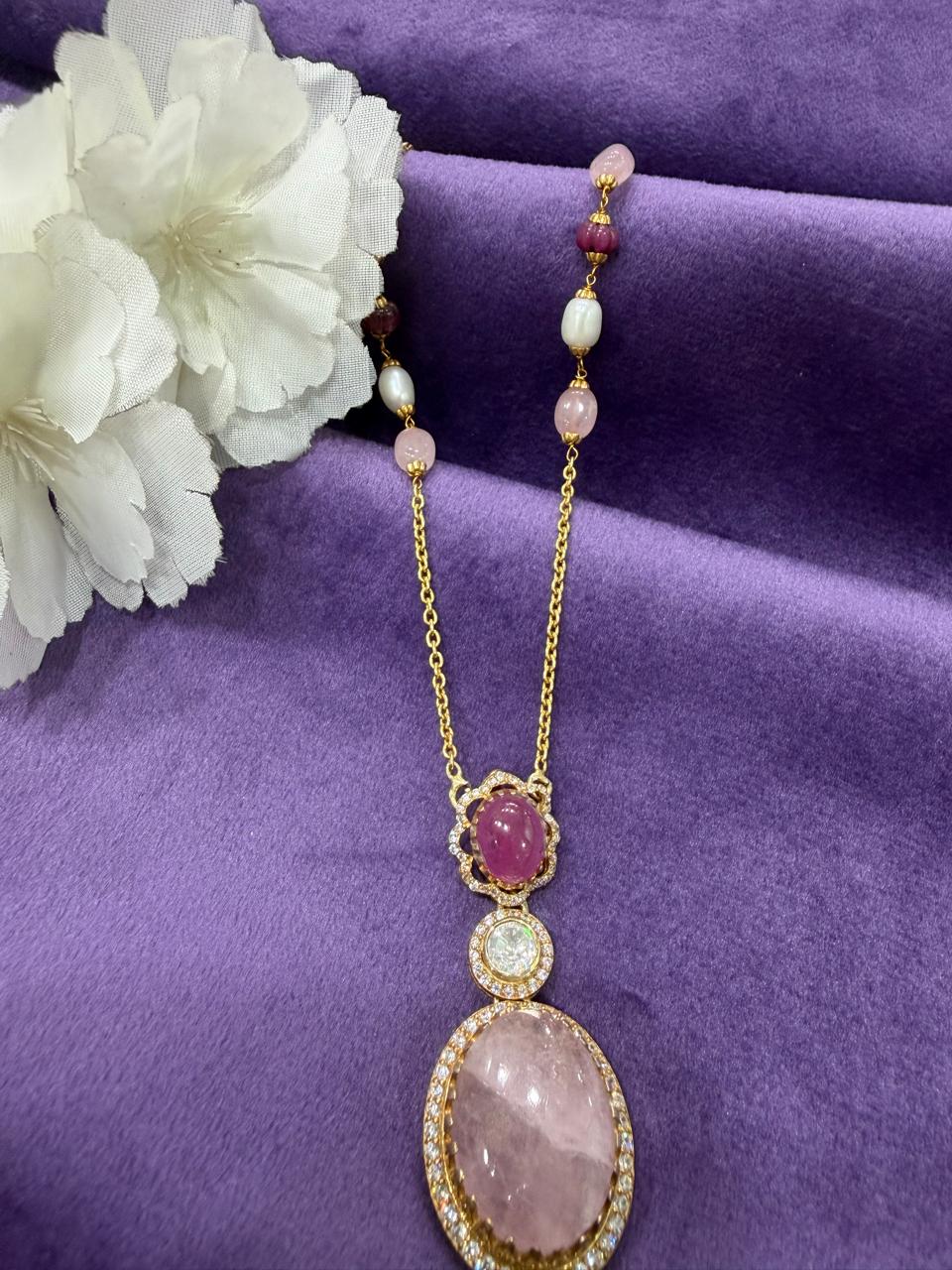 92.5 Sterling Silver Rose Royal blossom chain Pendant