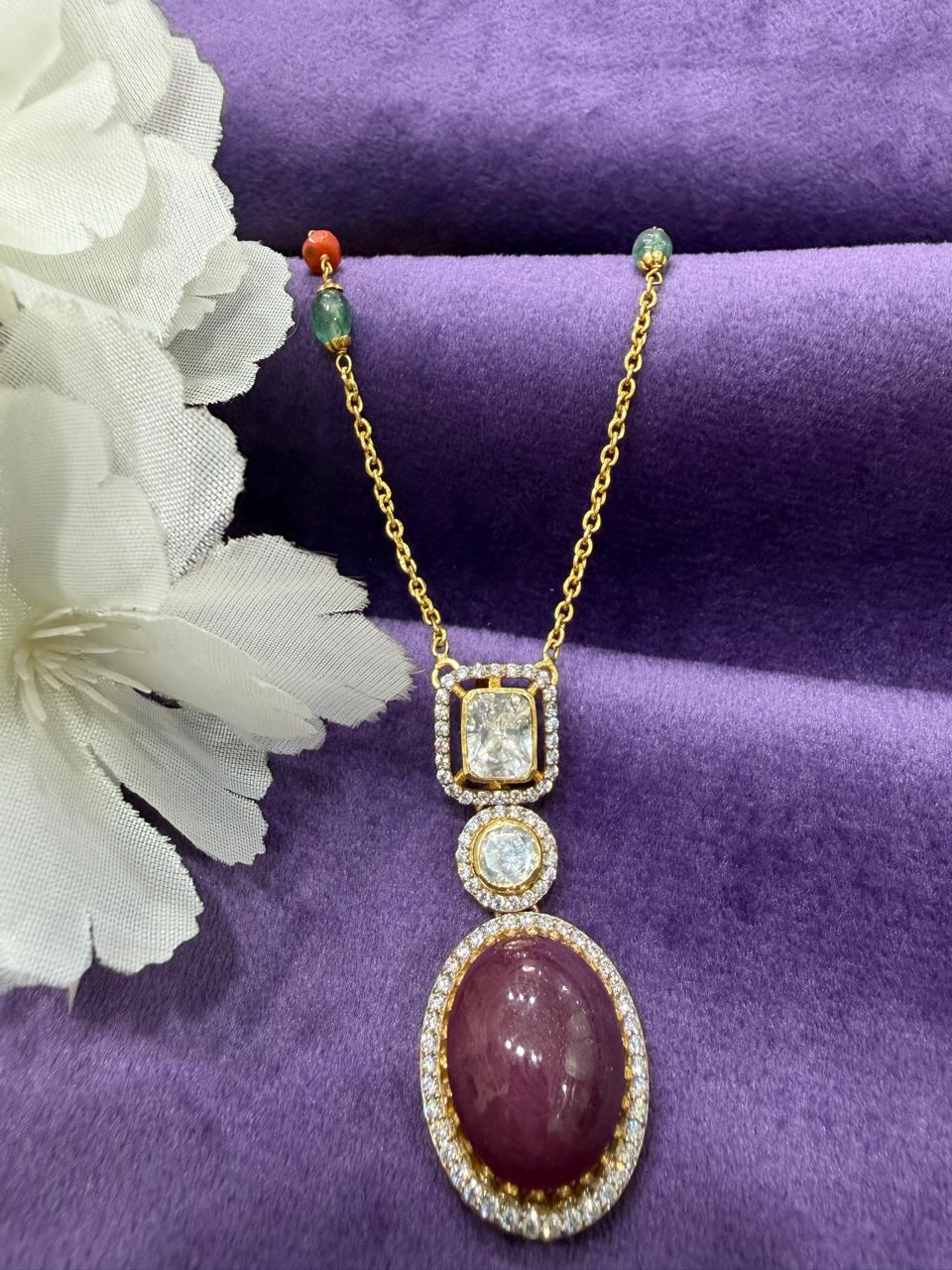 92.5 Sterling Silver Ruby Radience Chain Pendant