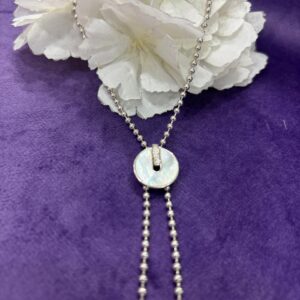 92.5 Sterling Silver  Moonstone Circle Drop pendant