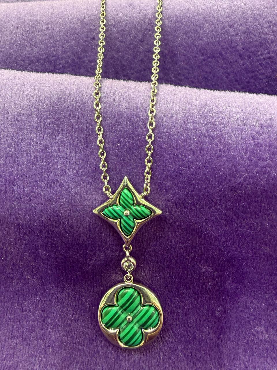 Emerald Bloom Dual Charm Chain Pendant