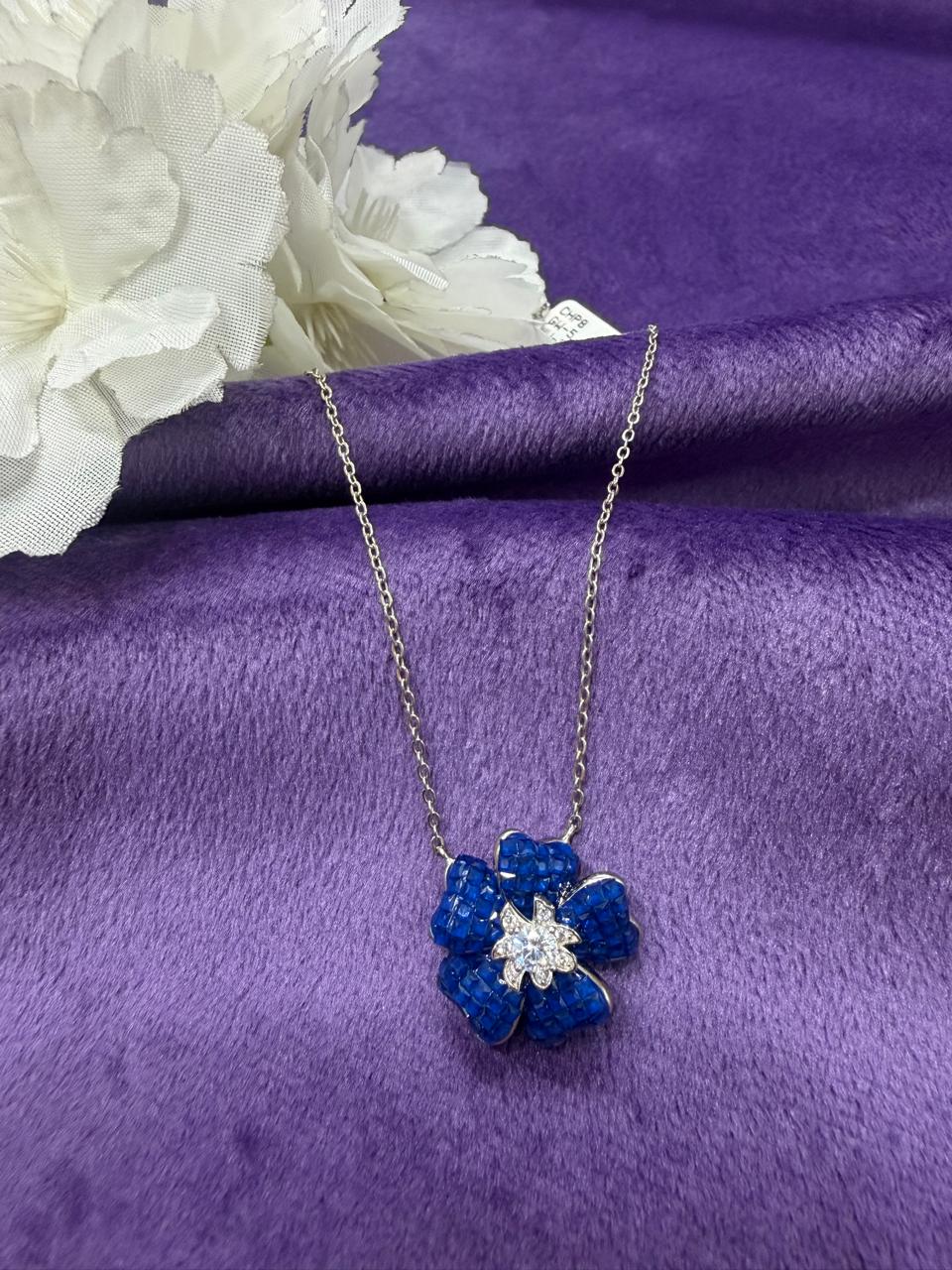 92.5 Sterling Silver Sapphire Blossom pendant