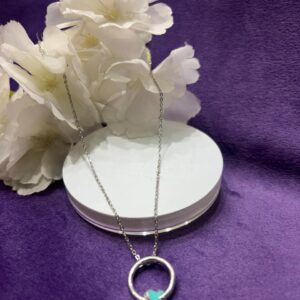 92.5 Sterling Silver 💙 Aqua Heart Halo Pendant