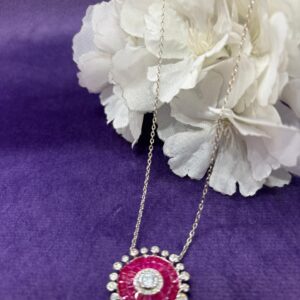 92.5 Sterling Silver Ruby Radaience Pendant